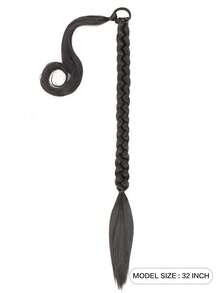 32 英寸合成頭髮編織馬尾辮長黑色假髮馬尾辮帶橡皮筋女式耐熱纖維