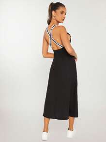 SHEINNeu Đầm Lộ Lưng Hội Chữ thập Dây kéo Nhiệt đới Boho - màu đen - Xem 2