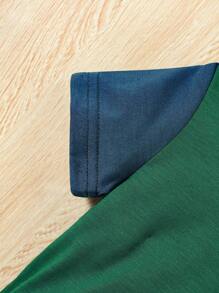 Đứa bé trai Đồ họa Chữ cái Khối màu áo có mũ Áo thun & quần đùi - xanh quân đội - Xem 4