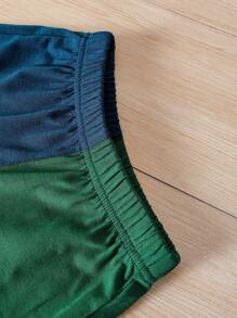 Đứa bé trai Đồ họa Chữ cái Khối màu áo có mũ Áo thun & quần đùi - xanh quân đội - Xem 5