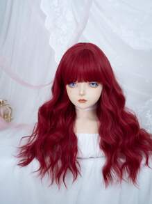 alicegarden Tóc giả tổng hợp sóng dài có tóc mái - Đỏ - Xem 6