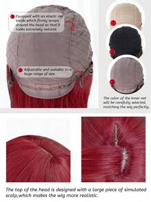 alicegarden Tóc giả tổng hợp sóng dài có tóc mái - Đỏ - Xem 7