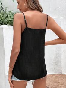 SHEIN VCAY Áo thun họa tiết Geo Tape Cami tương phản dành cho nữ - màu đen - Xem 2