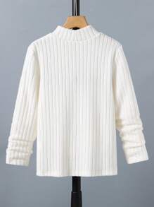 SHEIN Tween Boy 字母拼接細節立領短袖衫(不含項鍊) - 白色 - 查看 2