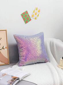 1入組無填充物亮片裝飾靠墊套，紫色滌綸抱枕套，家用 - 紫色 - 查看 6
