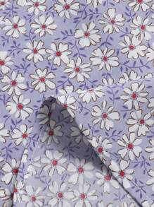 SHEIN Clasi Plus Ditsy Floral Print Ruched Split Thigh Skirt - Purple - View 4