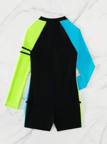 Swim SPRTY Colour Block Zipper Front One Piece Swimsuit - Multicolor - View 4