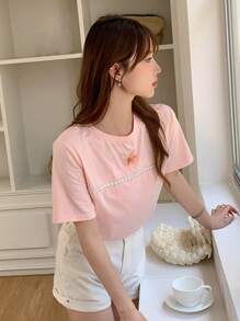 DAZY Camiseta con mariposa aplique - Rosa - Ver 3