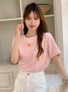 DAZY Camiseta con mariposa aplique - Rosa - Ver 7