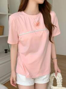 DAZY Camiseta con mariposa aplique - Rosa - Ver 6