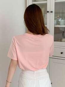 DAZY Camiseta con mariposa aplique - Rosa - Ver 8