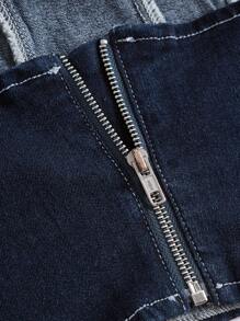 SHEIN Solid Tube Denim Top - Dark Wash - View 4