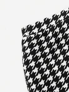 SHEIN 小女童千鳥格印花前紐扣半身裙 - 黑與白 - 查看 4