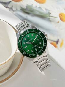 1入組時尚簡約風銀防水手錶,適用於日常穿著,節日和生日禮物 - 銀色 - 查看 2