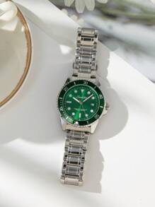 1入組時尚簡約風銀防水手錶,適用於日常穿著,節日和生日禮物 - 銀色 - 查看 4