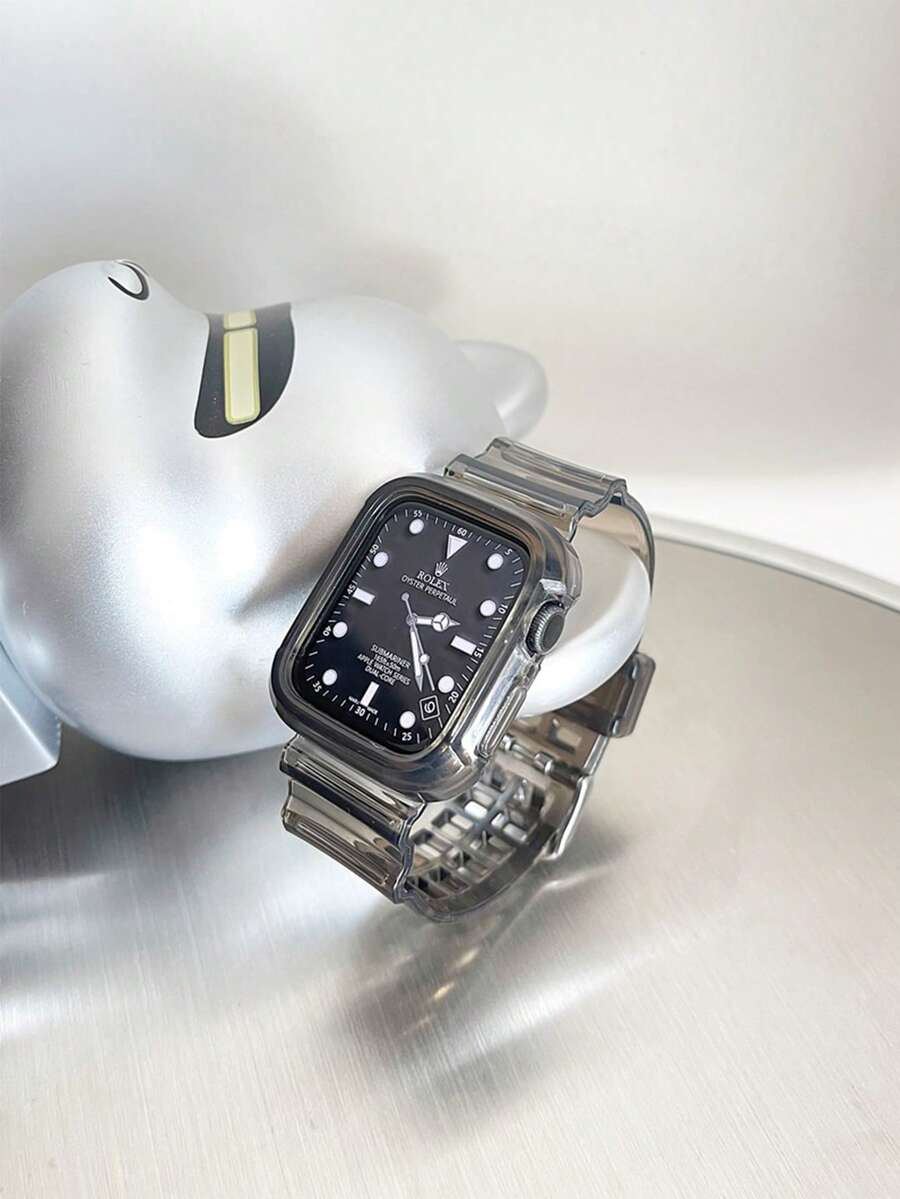 1入組套 和 錶帶兼容 Apple Watch 錶帶 44 毫米 40 毫米 45 毫米 41 毫米 42 毫米 38 毫米配件透明矽膠手鍊兼容 Apple Watch 系列 8 3 6 se 7