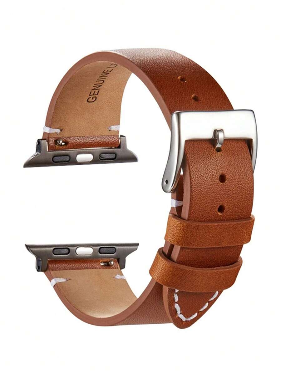 1入組棕色PU皮革錶帶38/40/41/42/44/45/49mm,適用於Apple WatchUltra/SE/8/7/6/5/4/3/2/1 - 棕色 - 查看 1