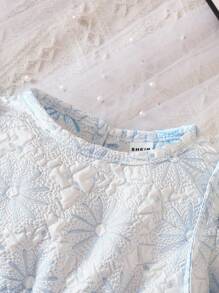 嬰兒花卉圖案提花泡泡袖洋裝和包