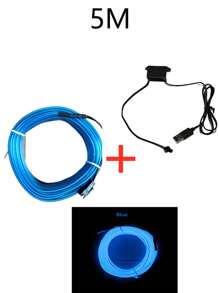 Đèn khí quyển nội thất ô tô USB 5m với đường ánh sáng lạnh - Màu xanh lam - Xem 4