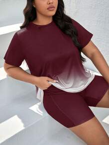 SHEIN LUNE Tee-shirt ombré et shorts de motard pour l'été