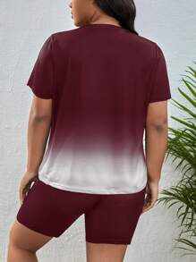 SHEIN LUNE Tee-shirt ombré et shorts de motard pour l'été