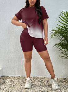 SHEIN LUNE Tee-shirt ombré et shorts de motard pour l'été