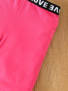 SHEIN 小女童字母圖案T恤和機車短褲 - 彩色 - 查看 6