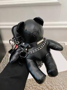 熊設計手機錢包可愛風格鏈條裝飾 - 黑色 - 查看 4