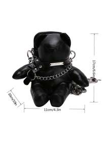 熊設計手機錢包可愛風格鏈條裝飾 - 黑色 - 查看 5