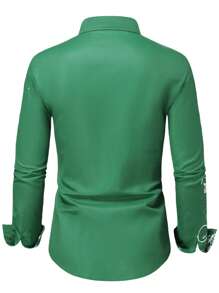 Manfinity LEGND Men Baroque Print Button Up Shirt - Green - View 2