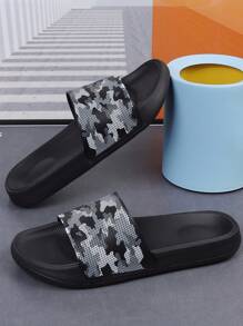 Fashionable Slides For Men, Camo Pattern Single Band PVC Slippers - Multicolor - View 3