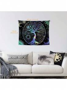 1入組樹和月紋復古織物多尺寸牆毯適用於家庭墻面裝飾 - 彩色 - 查看 3