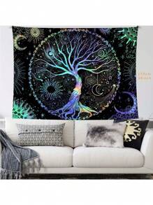 1入組樹和月紋復古織物多尺寸牆毯適用於家庭墻面裝飾 - 彩色 - 查看 4