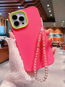 Khe cắm thẻ Flap họa tiết hoa Vỏ điện thoại chống rơi có dây buộc - Màu Hồng Tươi - Xem 4