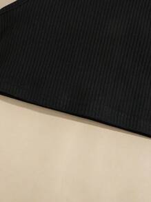 SHEIN Young Girl Ribbed Knit Vest Top And Denim Skort Sets, Summer