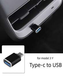 1入組後部USB轉換Type C插頭改裝配件人工製品與特斯拉兼容Y/3 - 黑色 - 查看 1