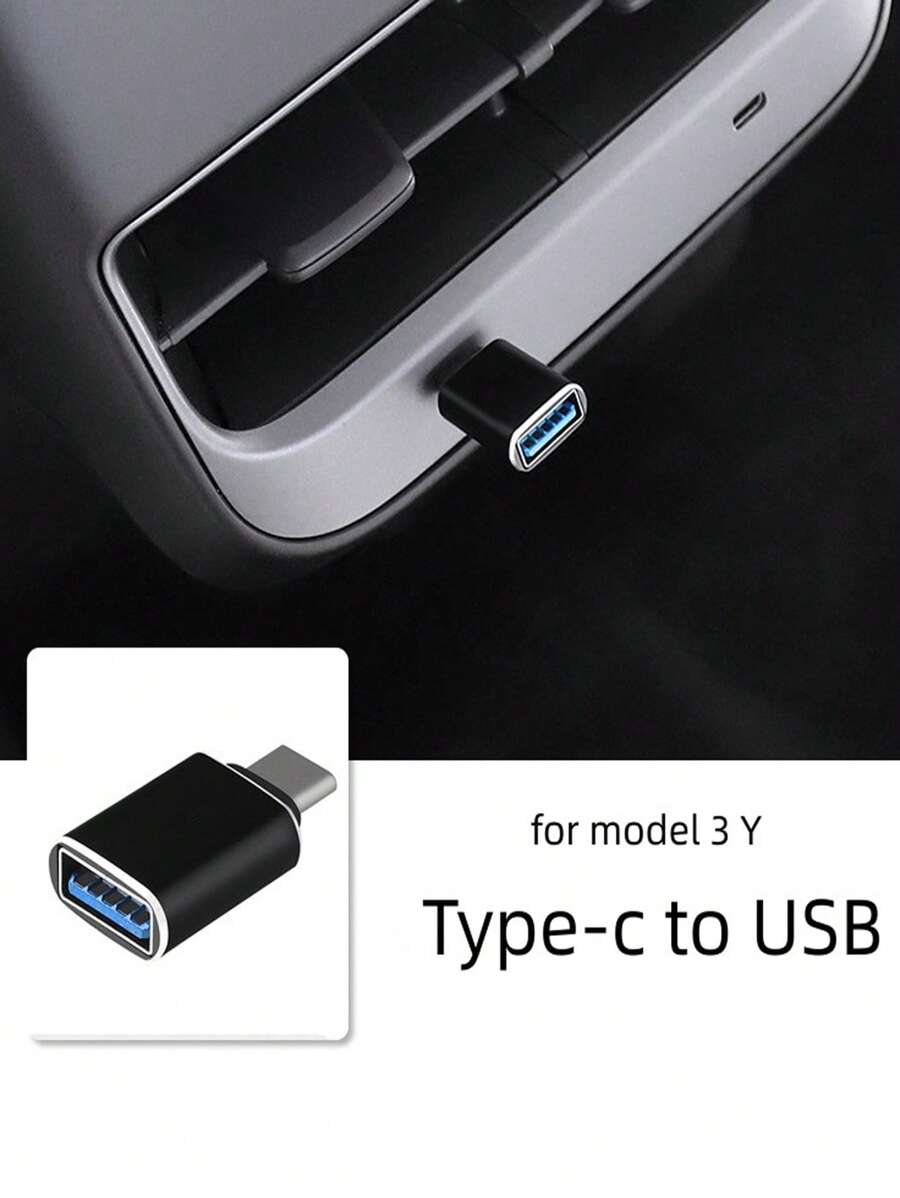 1入組後部USB轉換Type C插頭改裝配件人工製品與特斯拉兼容Y/3 - 黑色 - 查看 1