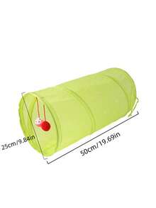 1 pieza Túneles para gato plegable con diseño de pompón unicolor para gato para jugar - Verde - Ver 2
