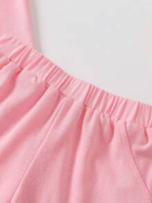 Bộ thời trang bé gái Đề can Hoa Giải trí - Hồng - Xem 7