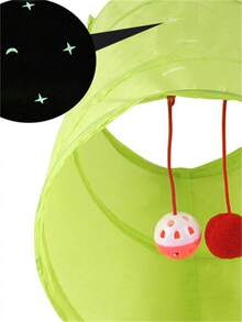 1 pieza Túneles para gato plegable con diseño de pompón unicolor para gato para jugar - Verde - Ver 4