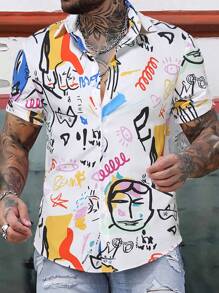 Manfinity LEGND Áo sơ mi Nam Nút phía trước Con số In ngẫu nhiên Giải trí - Nhiều màu - Xem 1