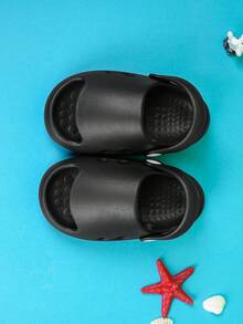 女孩舒服透氣防滑露趾洞洞鞋適用於戶外 - 黑色 - 查看 3