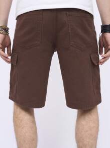 Manfinity Homme Men's Baggy Bermuda Denim Shorts With Flap And Side Pockets - Brown - View 2