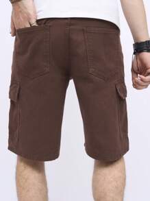 Manfinity Homme Men's Baggy Bermuda Denim Shorts With Flap And Side Pockets - Brown - View 3