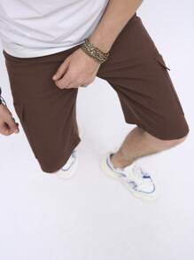 Manfinity Homme Men's Baggy Bermuda Denim Shorts With Flap And Side Pockets - Brown - View 4