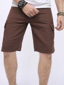 Manfinity Homme Men's Baggy Bermuda Denim Shorts With Flap And Side Pockets - Brown - View 5