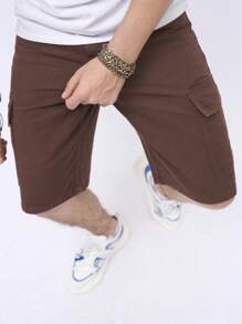 Manfinity Homme Men's Baggy Bermuda Denim Shorts With Flap And Side Pockets - Brown - View 6