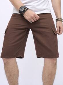 Manfinity Homme Men's Baggy Bermuda Denim Shorts With Flap And Side Pockets - Brown - View 7