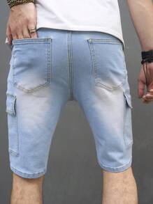 Manfinity 男士棉側翻蓋口袋百慕大牛仔短褲