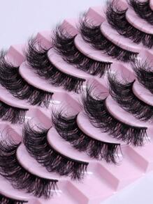 10 Cặp Lông Mi Giả Dài & Cong & Mềm Mại Tự Nhiên Với Hiệu Ứng Gốc Và Mở Rộng Mắt - màu đen - Xem 3